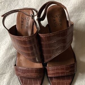 Naturalizer Brown Croc-Patterned heeled Sandals